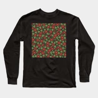 Traditional Flower Tattoo Pattern in red Long Sleeve T-Shirt